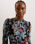 PAYSLYY-Dresses-Mesh Mini Dress With Shoulder Gathers- Ted Baker Romania